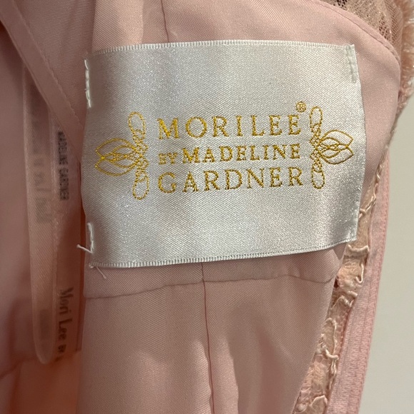 Morilee by Madeline Garner Sleeveless Lace Maxi DressSz 12 Blush Fit & Flare - Picture 11 of 16